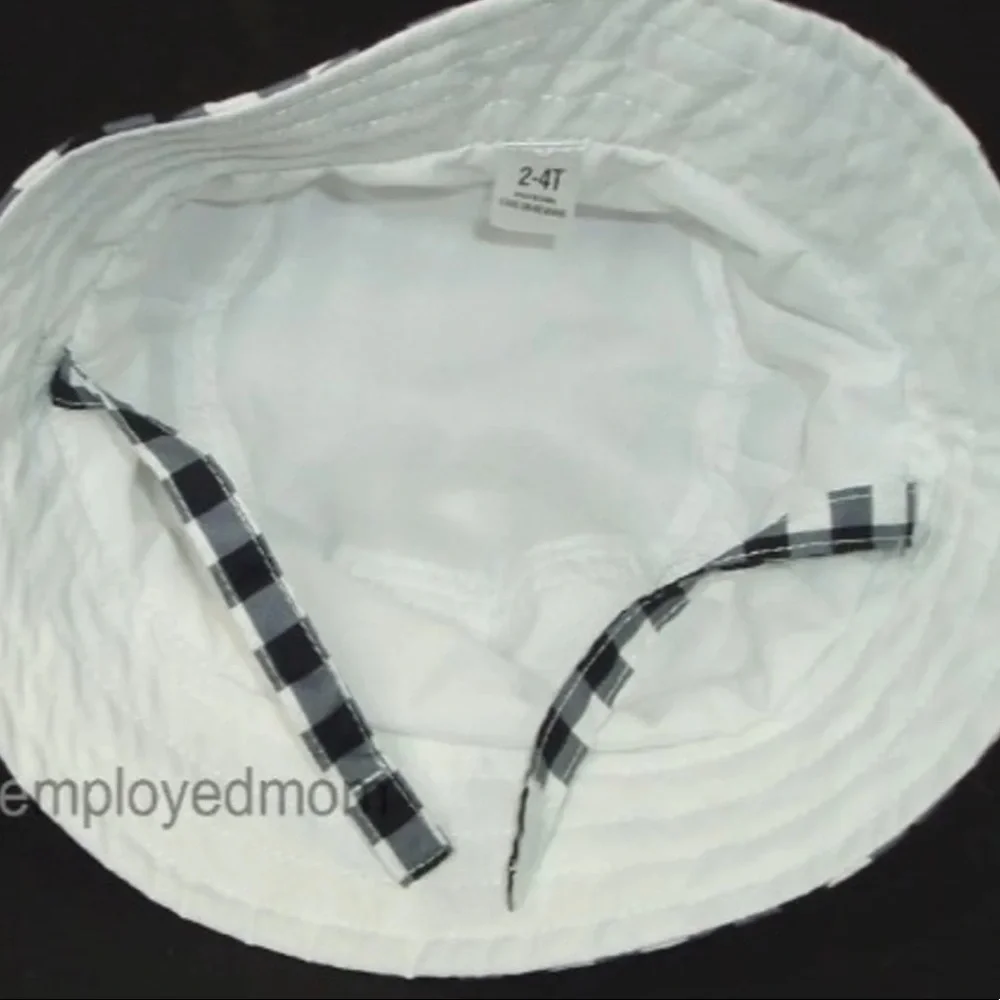 Reversible Sun Hat Gingham Boys Girls Bucket Chin Strap UPF 50+ Summer
